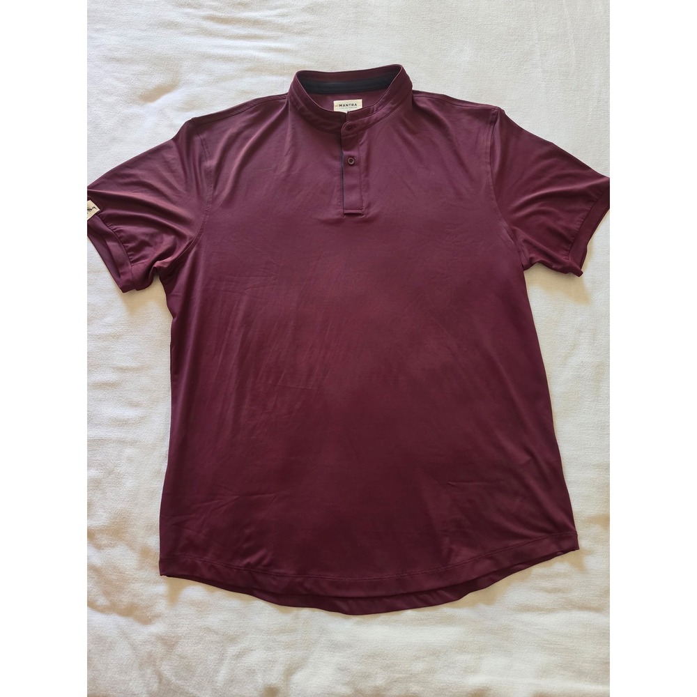 Mantra Performance Polo Shirt Mens XL Burgundy Recycled Spandex Mandarin Collar